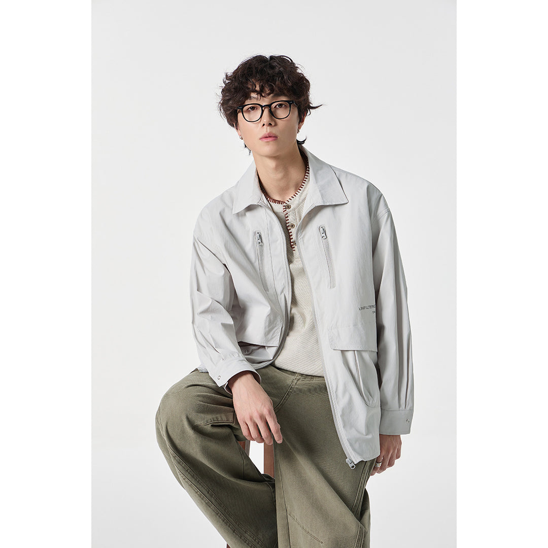 Unisex Technical Overshirt Jacket in Boxy Cut with Front Zipper and Multi-Function Pockets Mune Fashion