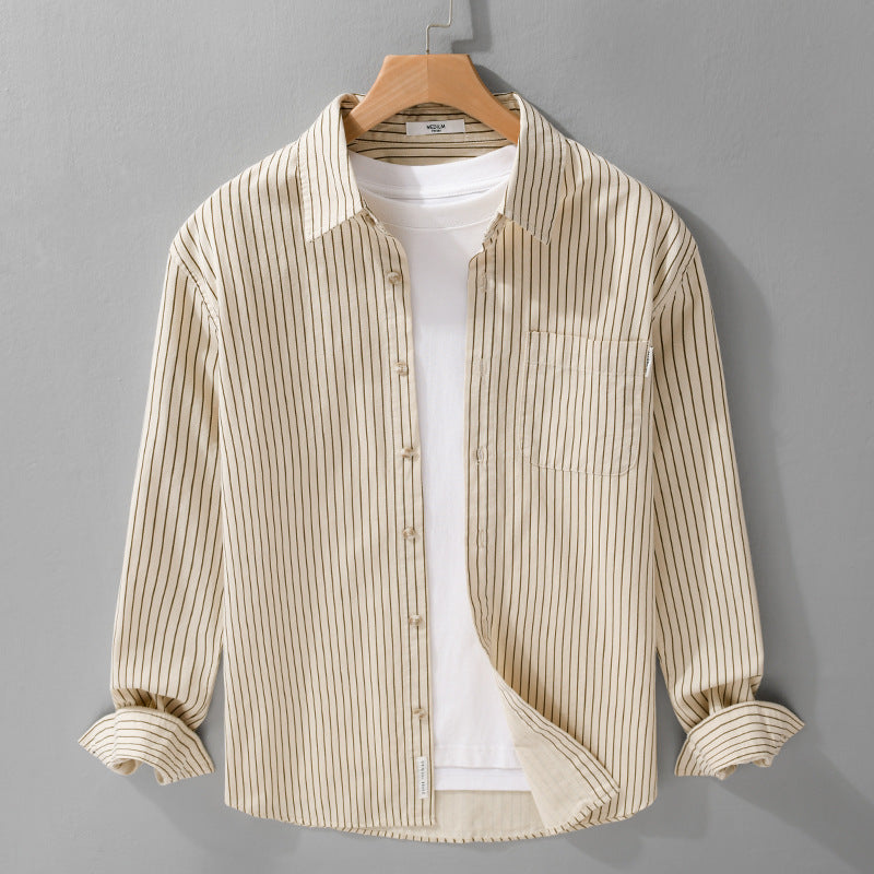 Men's Shirt Jackets-Cut with fine pinstripe and soft cotton blend Mune Fashion