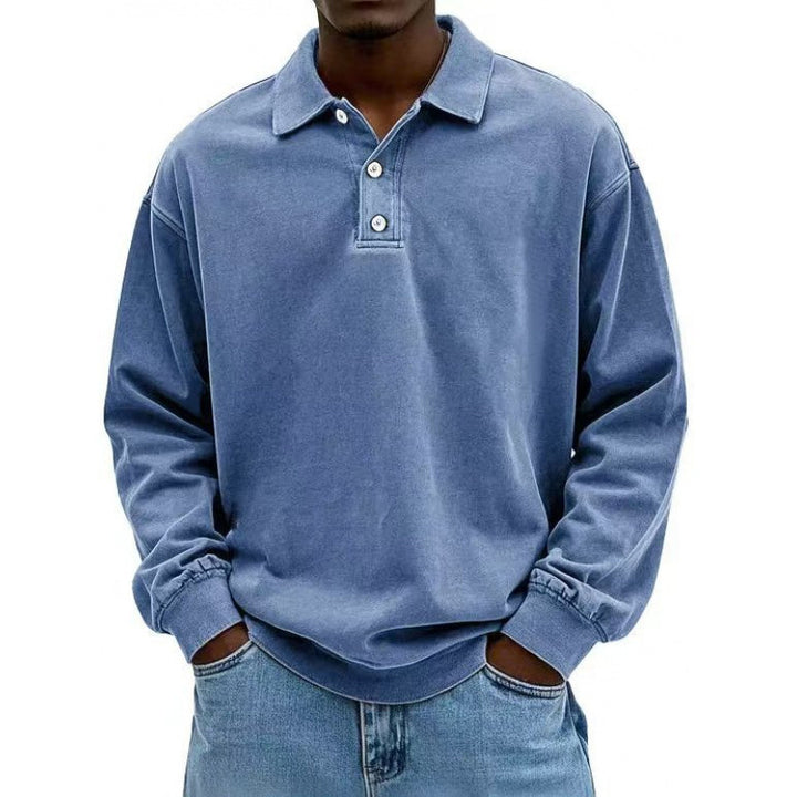 Men's Oversize Long Sleeve Polo made from Cotton Blend Mune Fashion