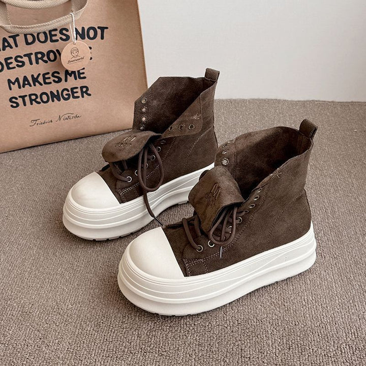 Women's High-top Sneakers with platform-style sole and innovative lacing Mune Fashion