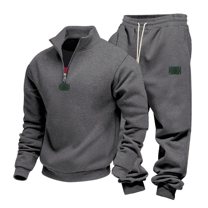 Men's comfortable half-zip sweat set with tapered joggers and elastic drawstring Mune Fashion