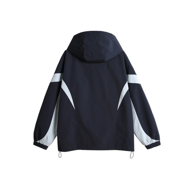 Unisex Technical Hooded Windbreaker Jacket in Boxy Cut with Contrasting Panels and Water-Repellent Zippers Mune Fashion