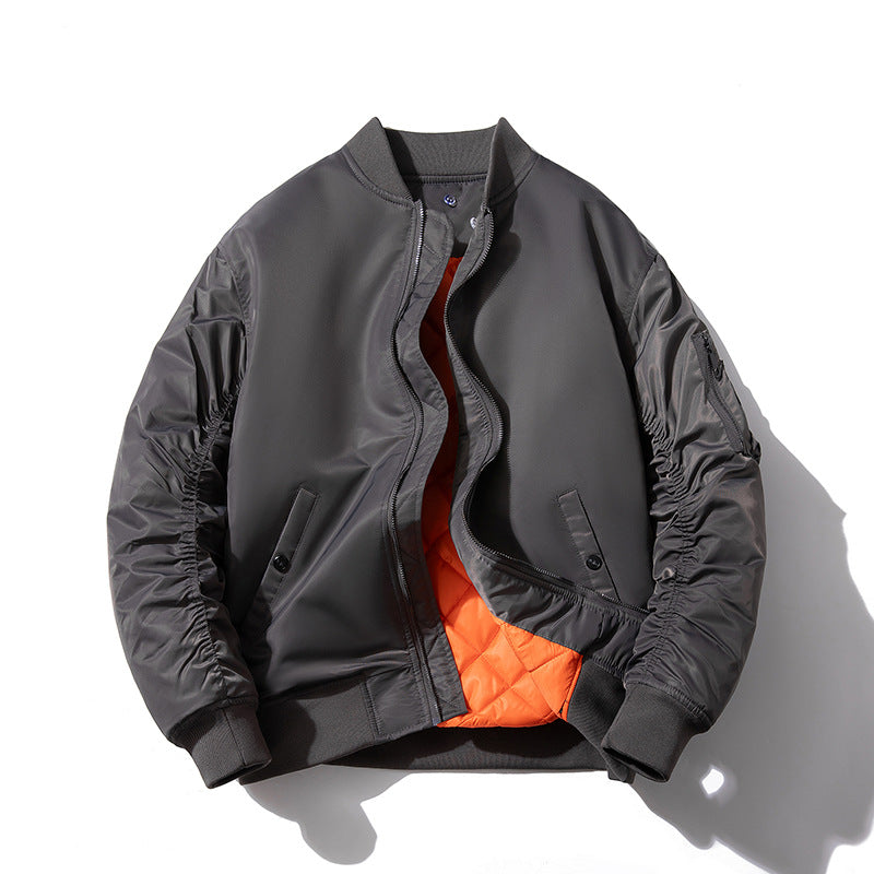 Men's Quilted Bomber Jacket with Stand-Up Collar, Padded Cut and Arm Pocket Mune Fashion