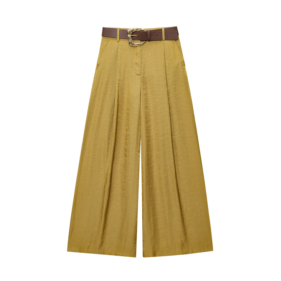 Women 50+ wide High-Waist midi skirt with central slit and decorative belt Mune Fashion
