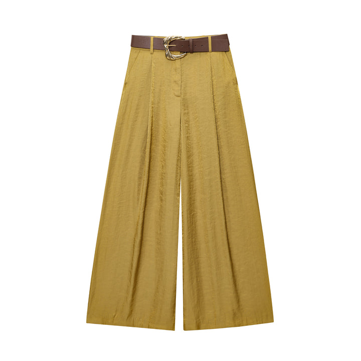 Women 50+ wide High-Waist midi skirt with central slit and decorative belt Mune Fashion