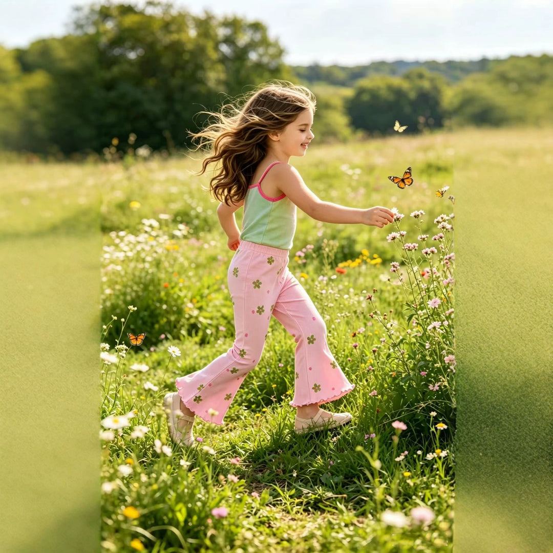 Girl Leggings with floral pattern Mune Fashion