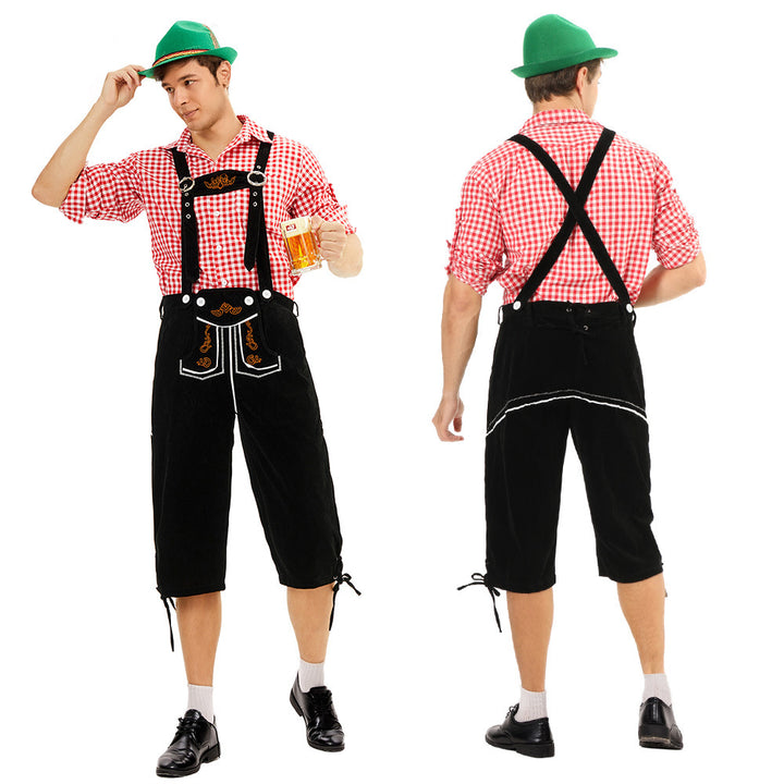 Men's knee-length suede imitation leather pants with detailed embroidery Mune Fashion