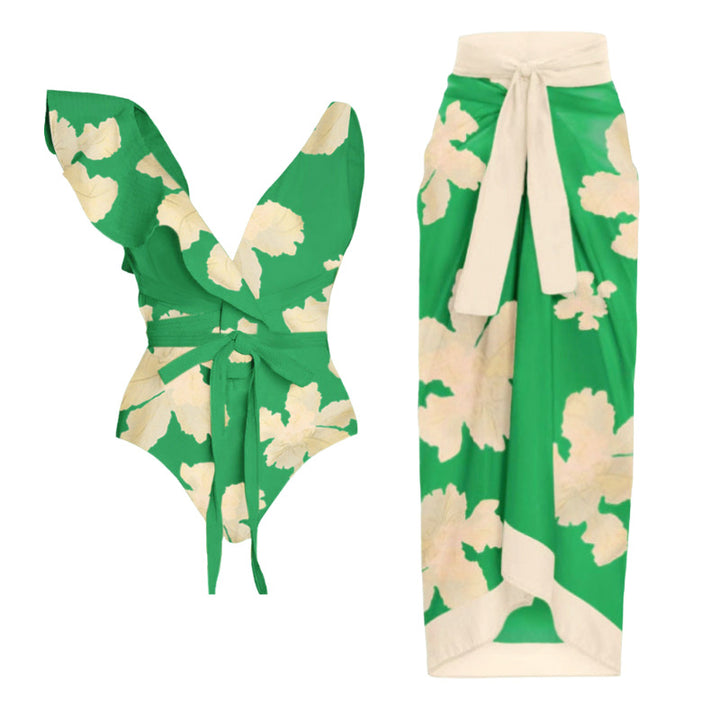 Ladies swimsuit with stylish wrap skirt Mune Fashion