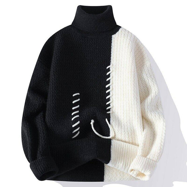 Unisex oversized knit sweater with cable pattern and decorative stitching Mune Fashion