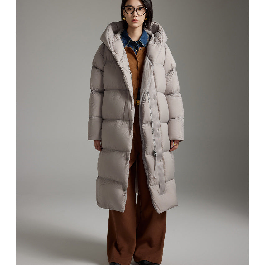 Women Long Quilted Down Parka with Hood and Thermal Insulation Mune Fashion