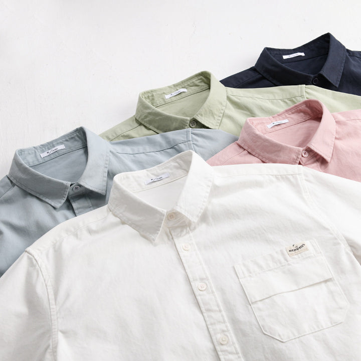Men's Lightweight Cotton Overshirt with Kent Collar, Chest Pocket and Relaxed Fit Mune Fashion