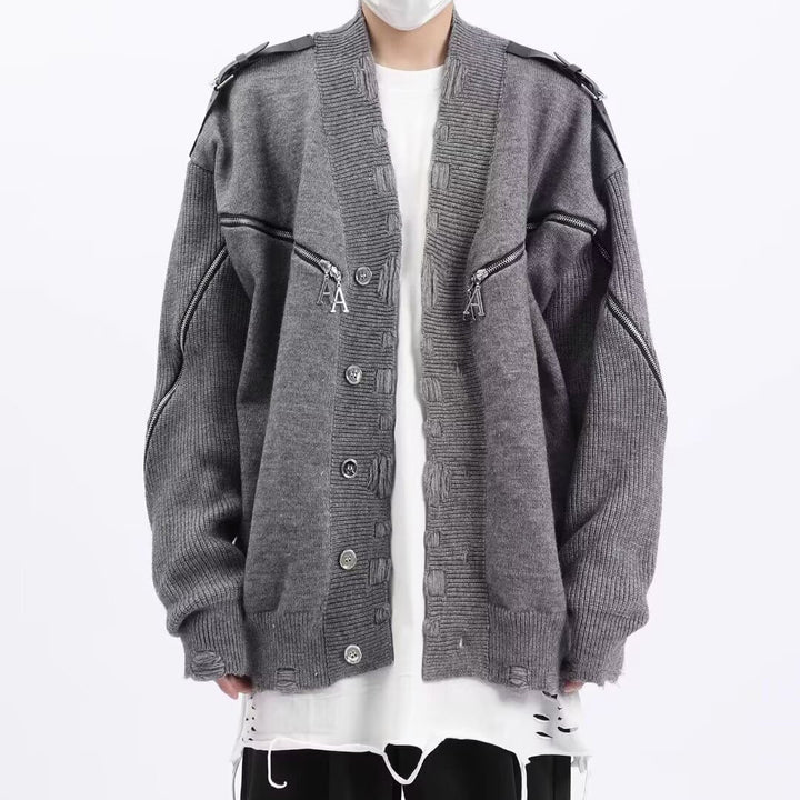 Men's fashionable cardigan with unique design and zippers Mune Fashion