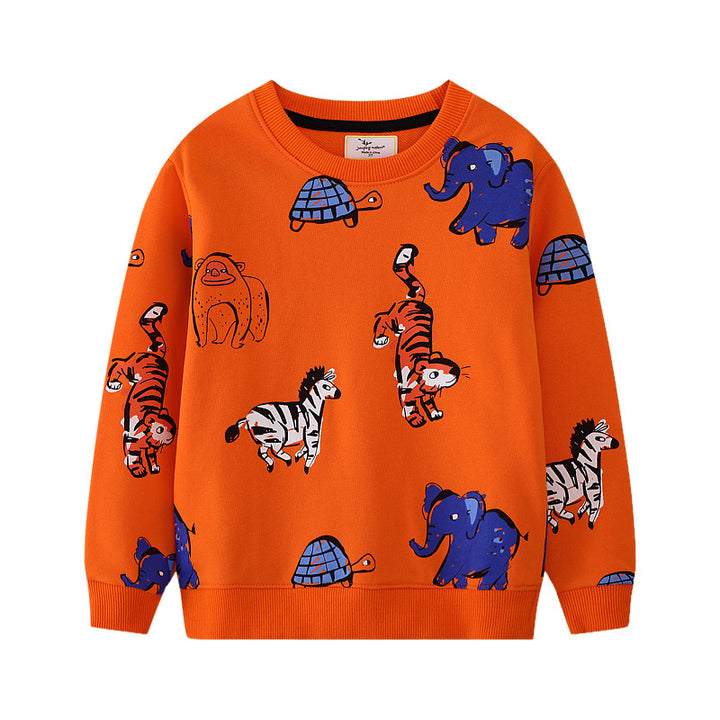 Kids Sweatshirt with Colorful Animal Motif Mune Fashion