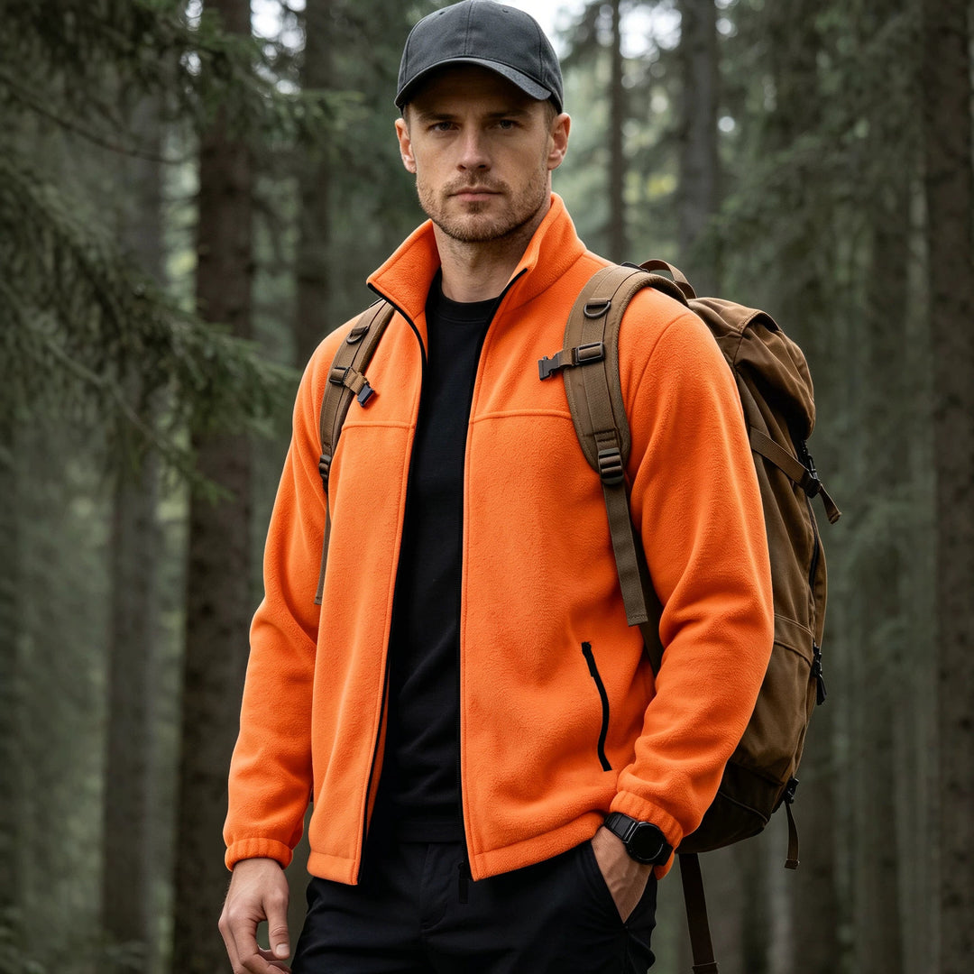 Men's Lightweight Outdoor Fleece Jacket with Stand-Up Collar and Zipper Pockets Mune Fashion