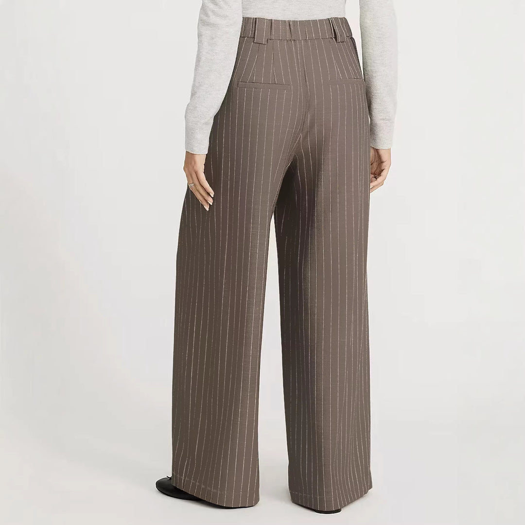 Women High-waisted wide suit pants with pleats and pinstripes Mune Fashion