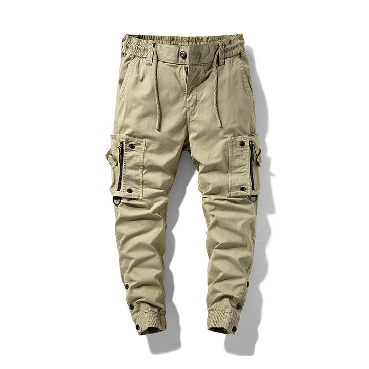 Men's Multifunctional Cargo Jogging Pants with Drawstring Waistband, Zipper Pockets, and Adjustable Ankle Cuffs Mune Fashion