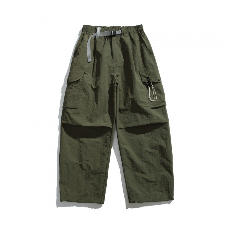 Men's Utility Cargo Pants with Wide Leg, Elastic Waistband and Multiple Pockets Mune Fashion