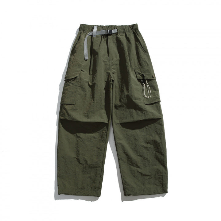 Men's Utility Cargo Pants with Wide Leg, Elastic Waistband and Multiple Pockets Mune Fashion