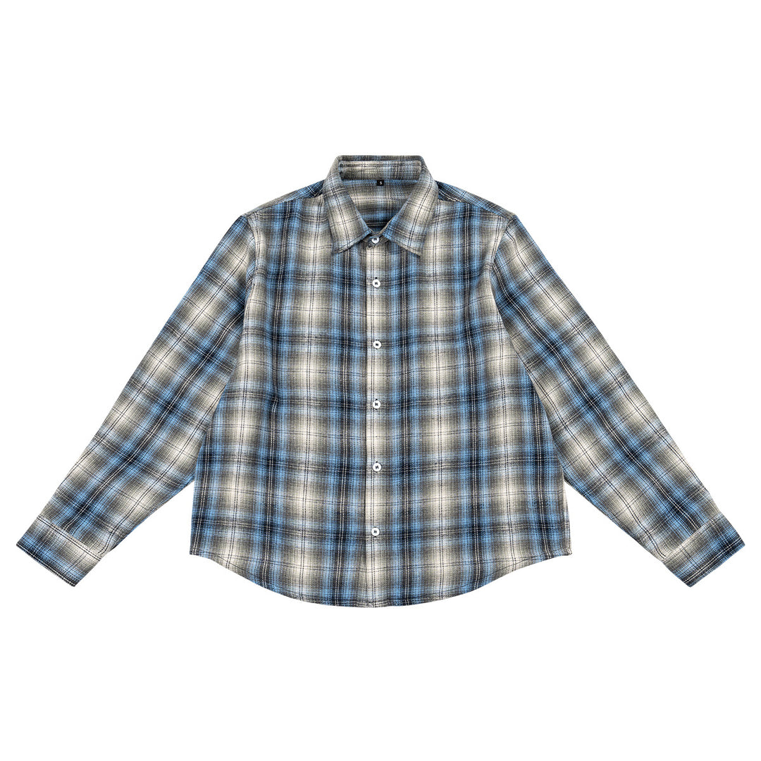Men's Loose Checkered Flannel Shirt with Full Button Placket Mune Fashion