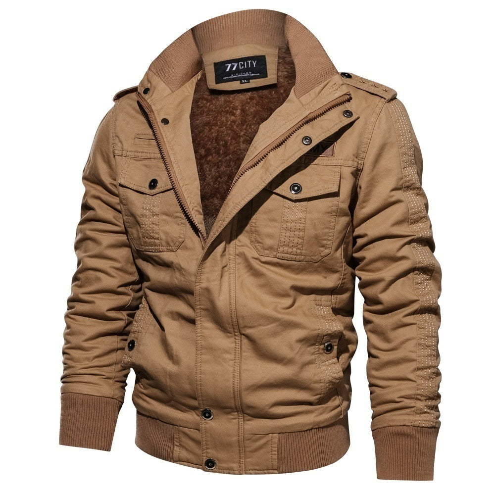 Men's military-inspired bomber field jacket with epaulettes, concealed zipper, and flap chest pockets Mune Fashion