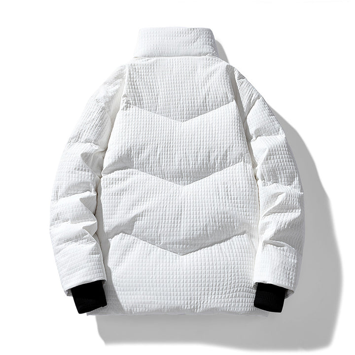 Herren gesteppte wendbare Winterjacke mit Stehkragen und Hahnentrittmuster-Futter Mune Fashion