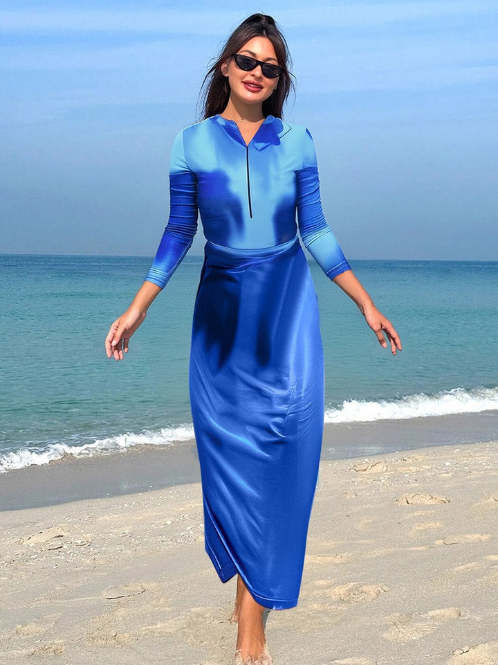 Women’s Sporty Beach Dress with Long Sleeves Mune Fashion