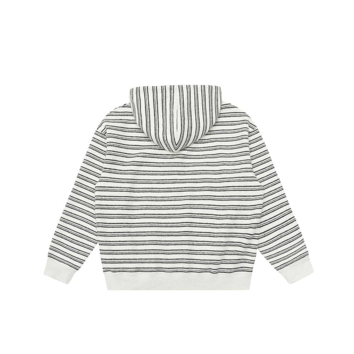 Unisex Striped Hoodie with Half Zipper and Kangaroo Pocket Mune Fashion