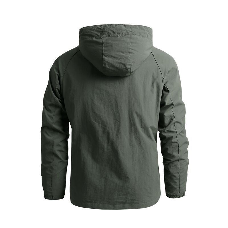 Men's lightweight technical hooded field jacket with chest zipper and multifunctional pockets Mune Fashion
