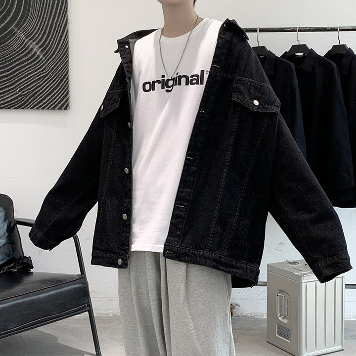 Men's Casual Denim Jacket with Hood Mune Fashion 1788342483