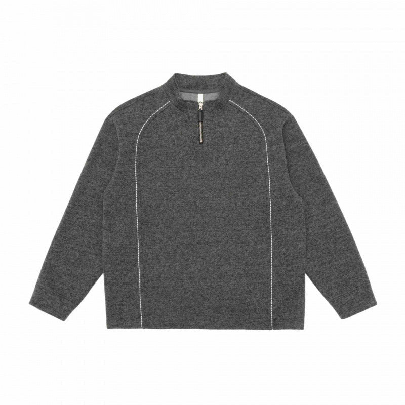 Men's Half-Zip Knit Sweater with Stand-Up Collar, Raglan Sleeves, and Contrast Stitching Mune Fashion