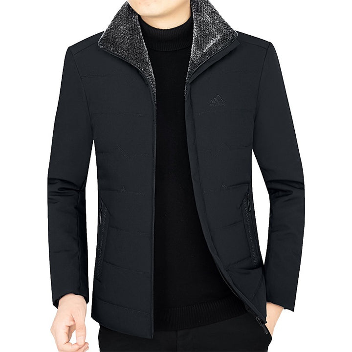 Men's thermo stand-up collar jacket with soft teddy lining and zippered pockets Mune Fashion