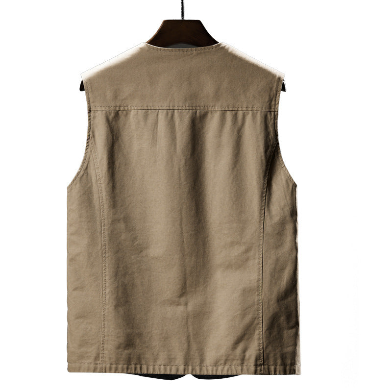 Men's Canvas Utility Vest with Mesh Lining and Multiple Pockets Mune Fashion