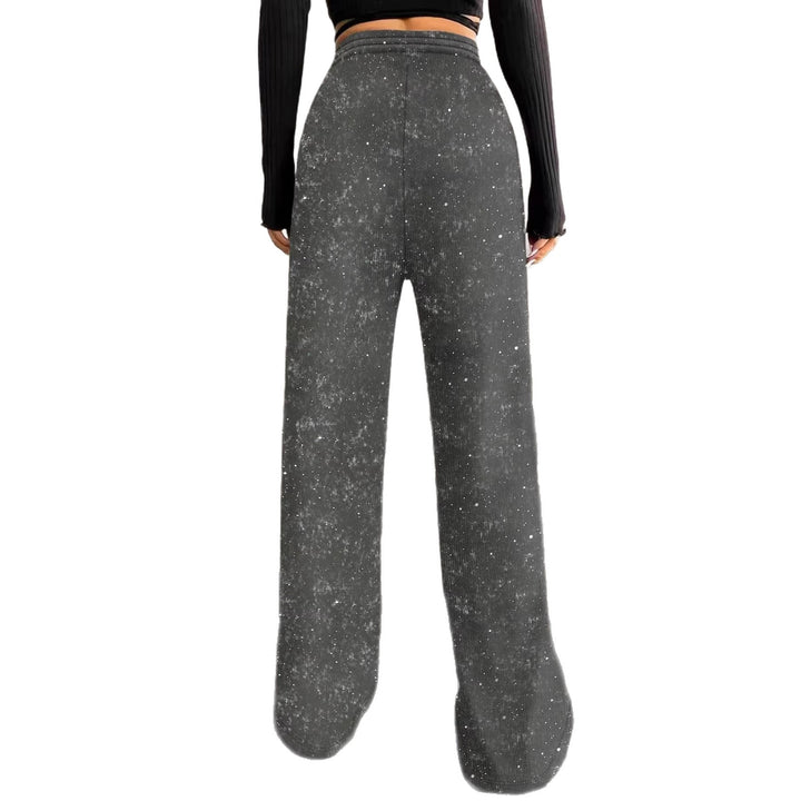 Women's wide knit pants with high-waisted waistband and drawstring Mune Fashion