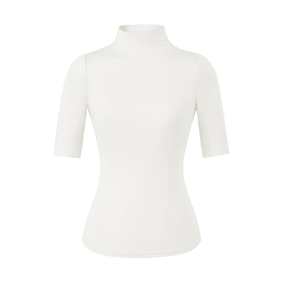 Women's Fitted Stand Collar Shirt with Half-Length Sleeves Mune Fashion