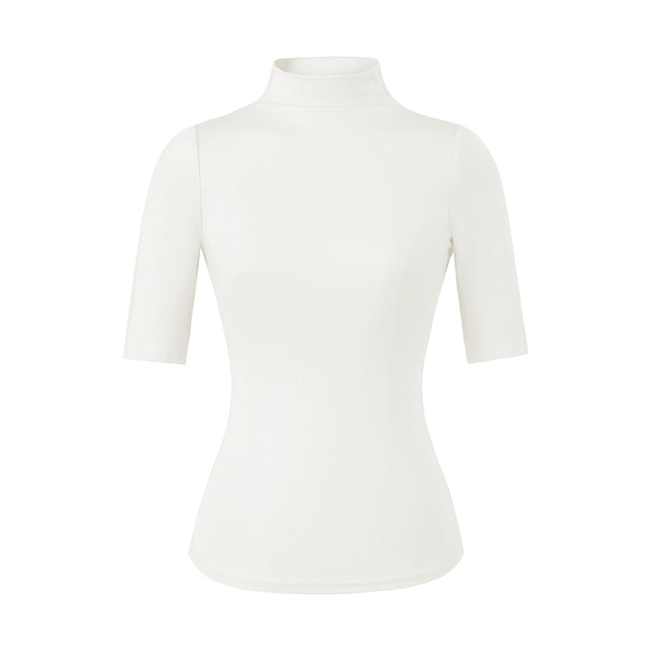 Women's Fitted Stand Collar Shirt with Half-Length Sleeves Mune Fashion