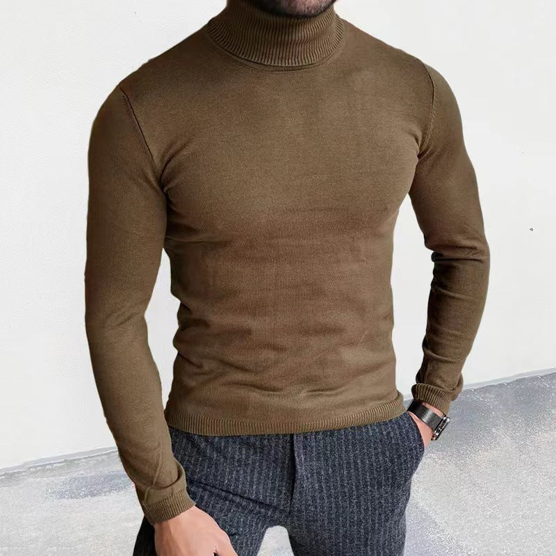 Men's Slim-Fit Turtleneck Sweater made of fine knit with ribbed stand collar and elastic waistband Mune Fashion