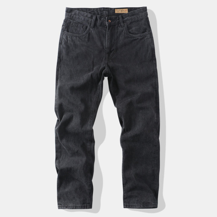 Men's Tapered Relaxed Denim Jeans with High Waist and Clean Used Look Mune Fashion