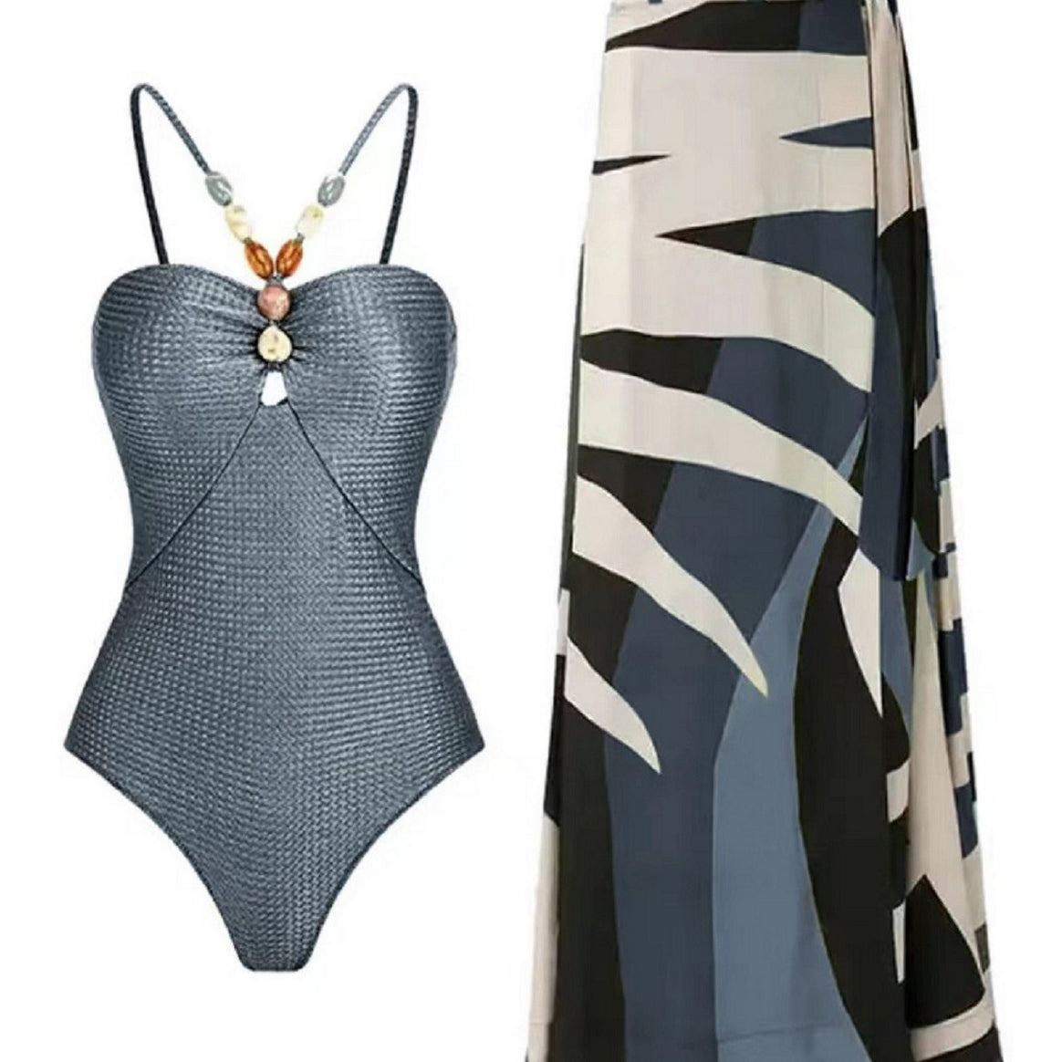 Women's swimsuit with trendy cut-out and elegant wrap skirt Mune Fashion