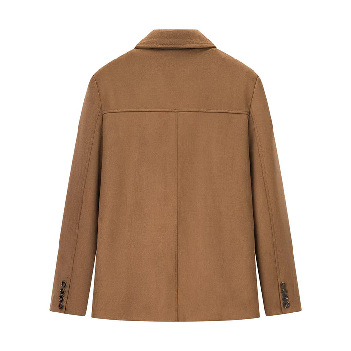 Women's short wool blend blazer coat with straight cut, notched collar and patch pockets Mune Fashion