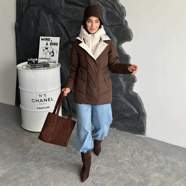 Women padded double-breasted parka with removable quilted inner vest Mune Fashion