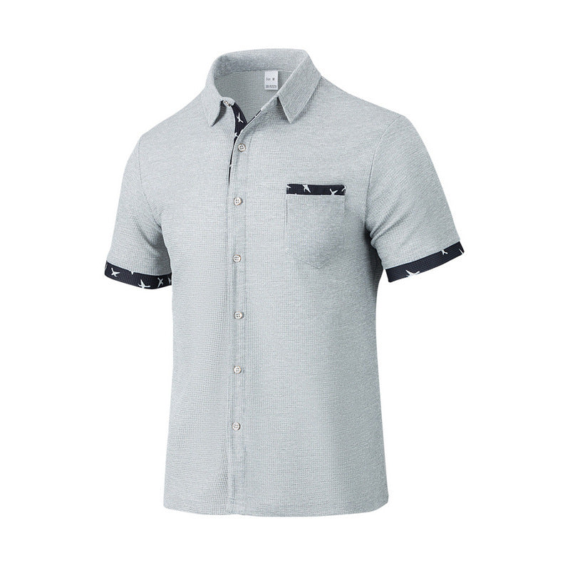 Men's structured short-sleeve shirt with chest pocket and contrast trim Mune Fashion