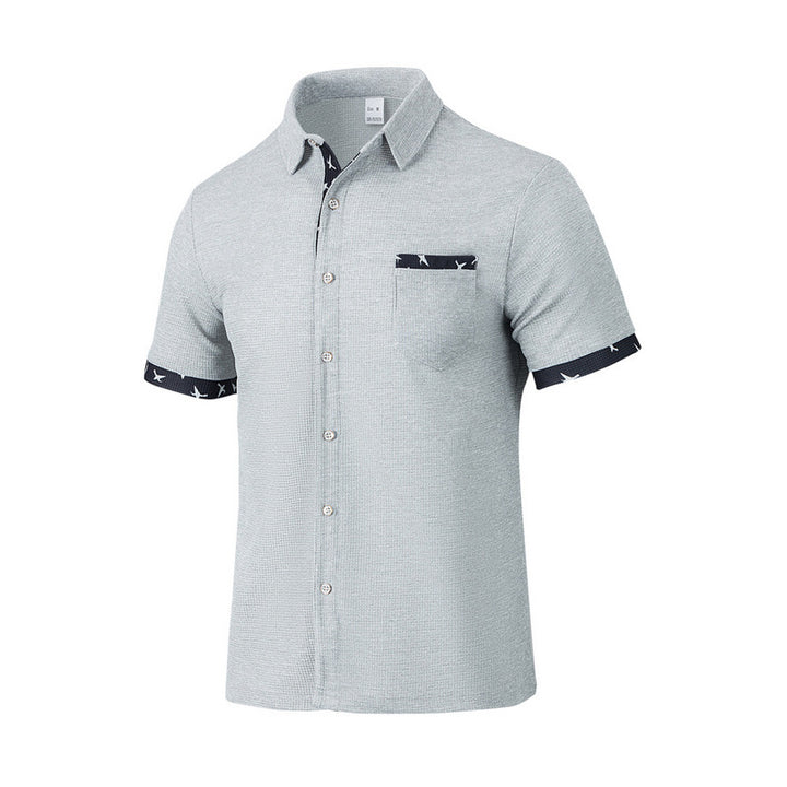 Men's structured short-sleeve shirt with chest pocket and contrast trim Mune Fashion