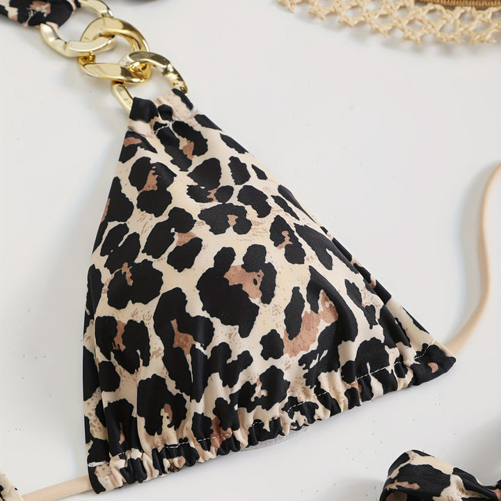 Women's Triangle Bikini with Luxurious Gold Chain Accents Mune Fashion
