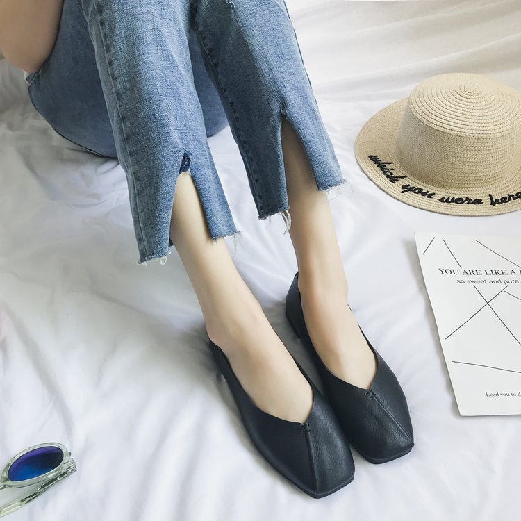 Ladies nan square ballerina slippers made of soft synthetic leather with cushioned comfort insole Mune Fashion
