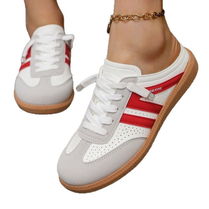 Damen Offene Sneaker‑Mules im Retro‑Tennisstil mit Gummisohle Mune Fashion