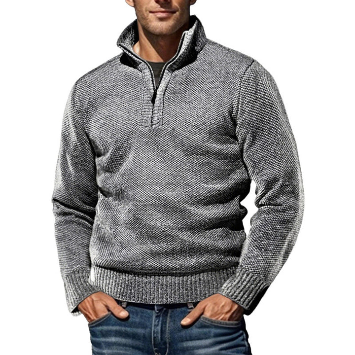 Men's coarse knitted sweater with half zipper and high stand-up collar Mune Fashion