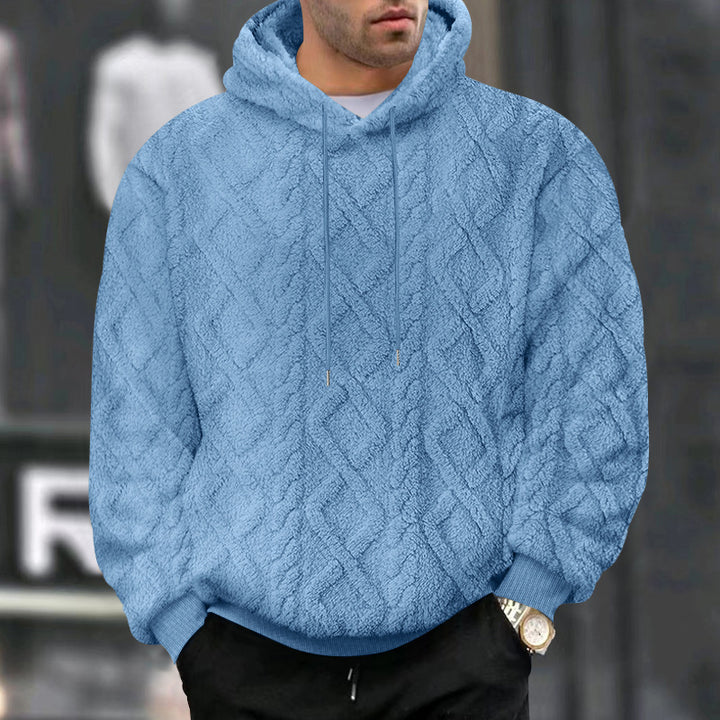 Men's structured Sherpa hoodie with diamond quilting, drawstring hood, and ribbed cuffs Mune Fashion