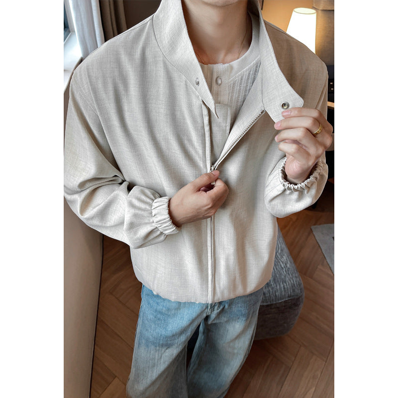 Men's Lightweight Transitional Jacket with Stand-Up Collar and Zipper Mune Fashion