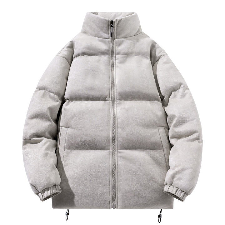Men's wide block quilted jacket with padded thermal filling, high standing collar and drawstring hem Mune Fashion