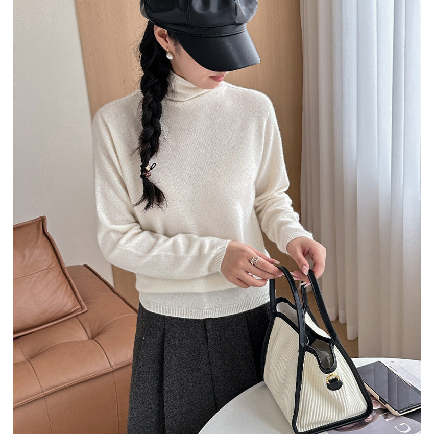 Women Lightweight Cashmere-Mix Turtleneck Sweater with Fine Soft Finish and Slim Silhouette Mune Fashion